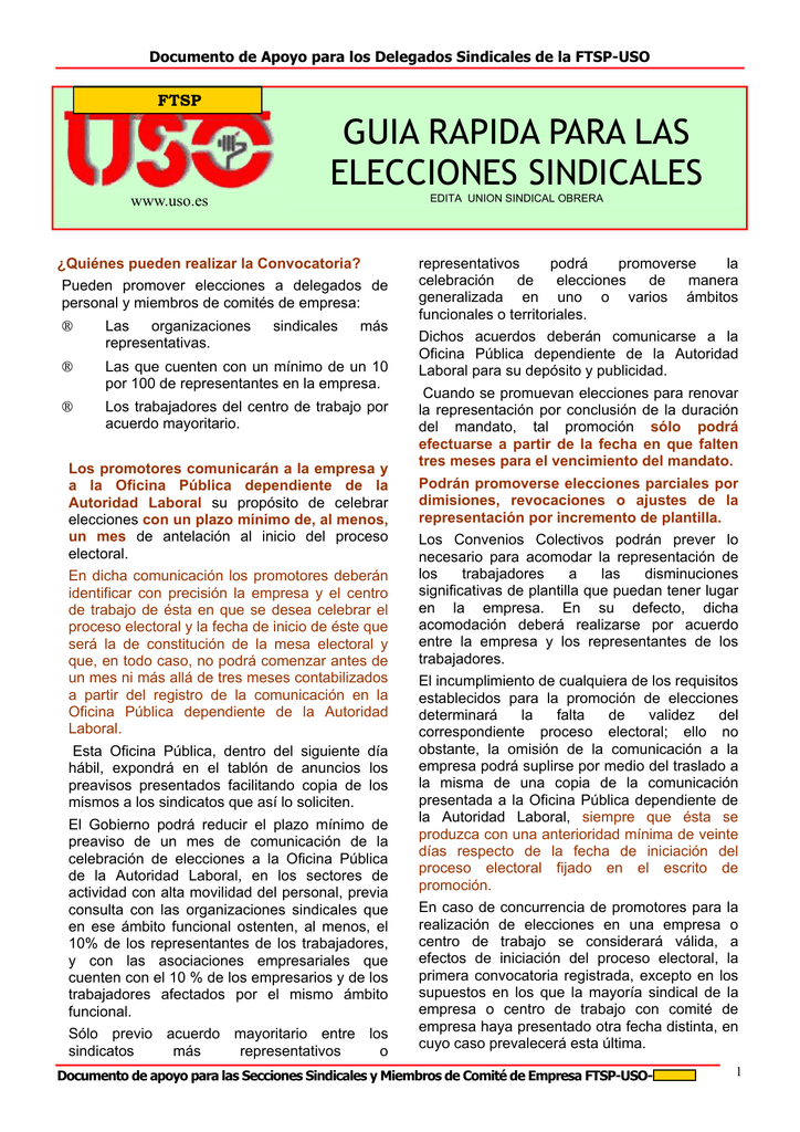 guia rapida para las elecciones sindicales