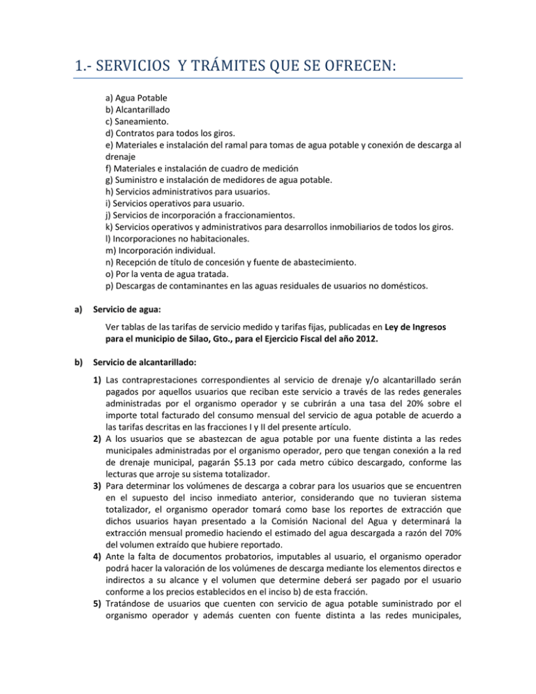 1.- Servicios Y Trá Mites Que Se Ofrecen