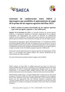 Convenio de colaboración entre SAECA y Agroseguro que posibilita