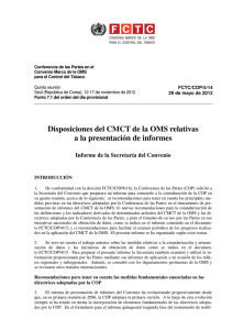 Disposiciones del CMCT de la OMS relativas a la presentación de