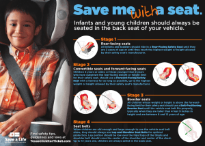 Infants and young children should always be seated in the back seat