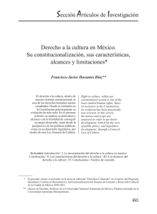 Derecho a la cultura en México. Su constitucionalización, sus