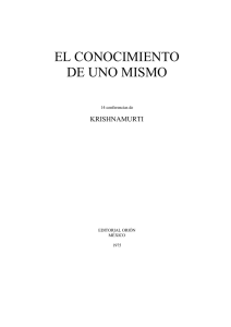 Krishnamurti - El conocimiento de uno mismo