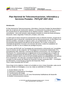 Plan Nacional de Telecomunicaciones, Informática y Servicios