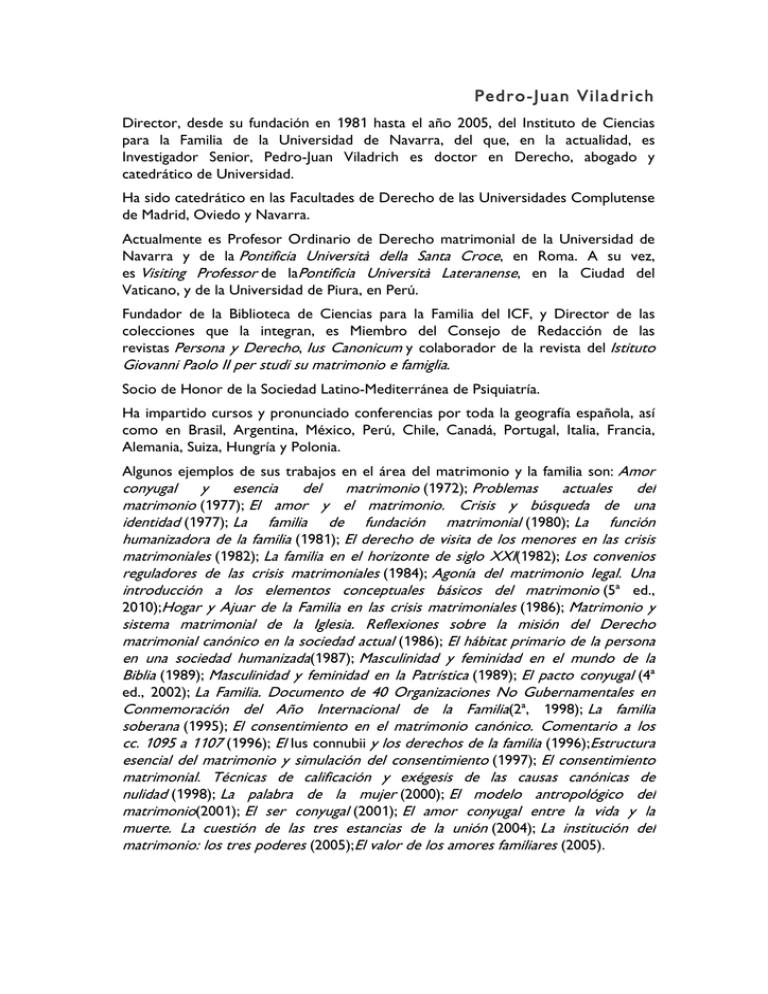 PedroJuan Viladrich Universidad de Navarra