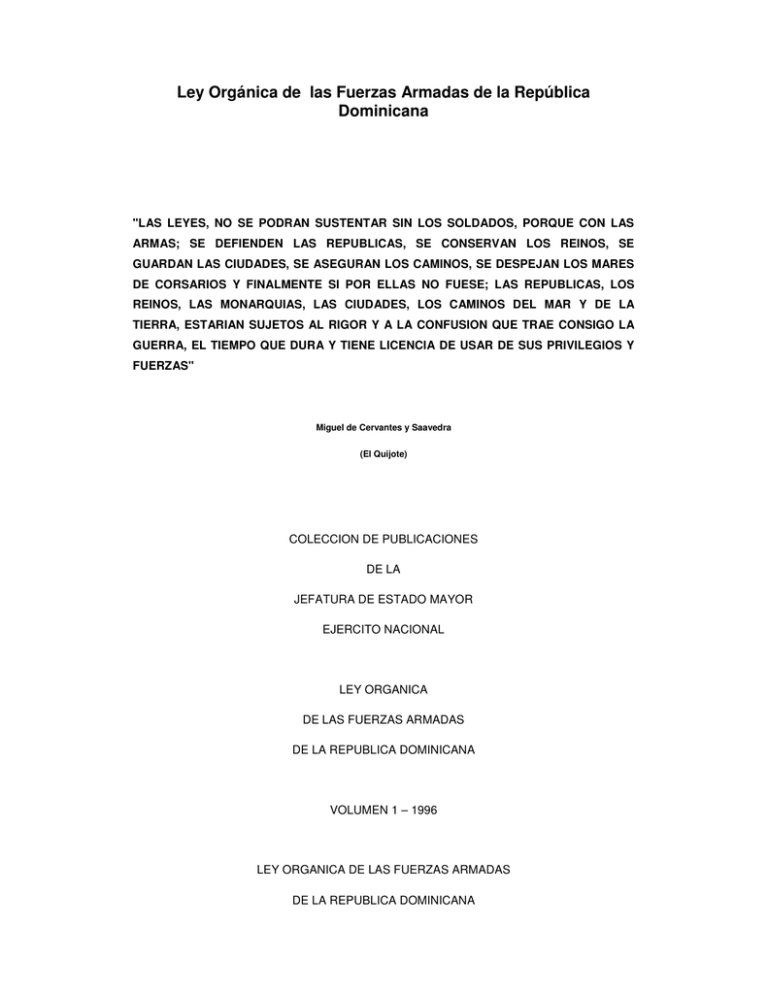 Ley Orgánica De Las Fuerzas Armadas De La República Dominicana