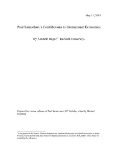 Paul Samuelson`s Contributions to International Economics