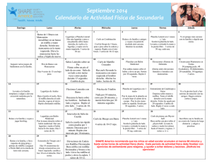 Septiembre 2014 Calendario de Actividad Física