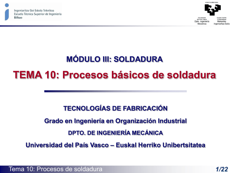 TEMA 10 Procesos B sicos De Soldadura