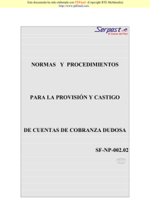 normas y procedimientos para la provisión y castigo de cuentas de