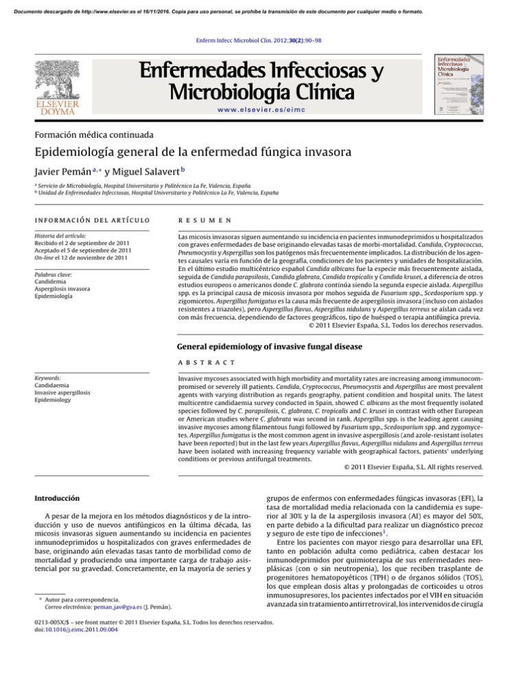 Epidemiología General De La Enfermedad Fúngica Invasora