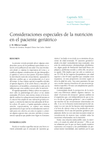 Consideraciones especiales de la nutrición en el paciente geriátrico