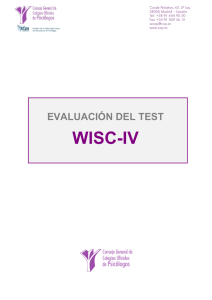 Evaluación del test WISC-IV.