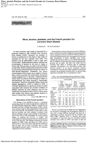 Wine, Alcohol, Platelets, and the French Paradox for