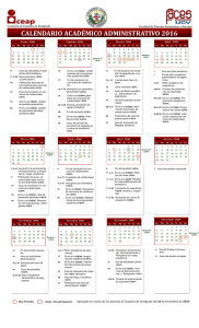 CALENDARIO ACADÉMICO ADMINISTRATIVO 2016