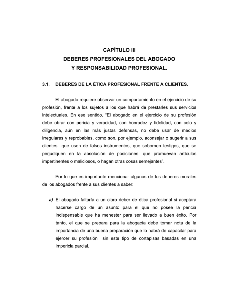 deberes profesionales del abogado y