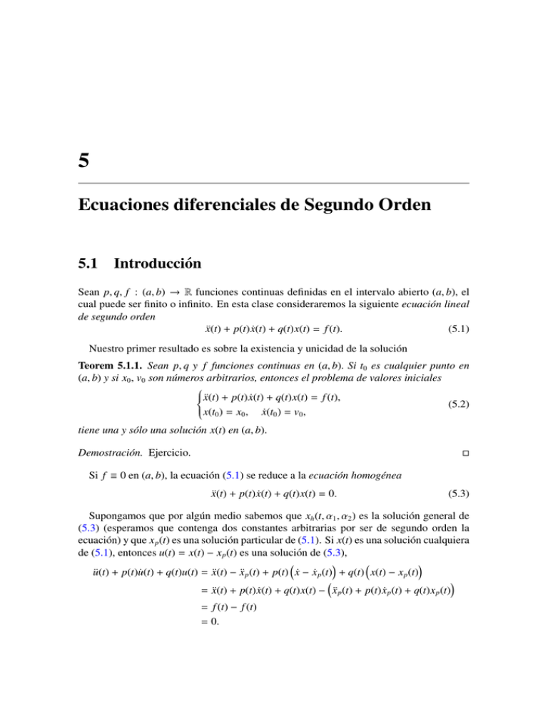 Ecuaciones Diferenciales De Segundo Orden