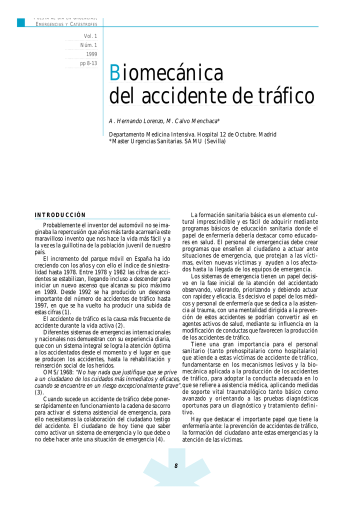 Biomecánica Del Accidente De Tráfico