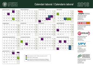 Calendari laboral del PAS - UPV Universitat Politècnica de València