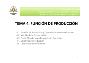 TEMA 4. FUNCIÓN DE PRODUCCIÓN 4.1. Función de Producción y