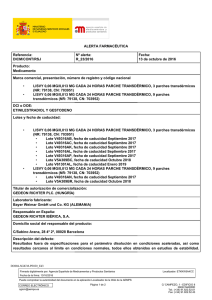 ALERTA FARMACÉUTICA Referencia: DICM/CONT/RSJ Nº alerta