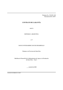 Contrato de Garantía - Gobierno de la Provincia de Entre Ríos