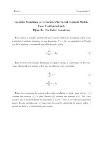 Solución Numérica de Ecuación Diferencial Segundo Orden. Caso