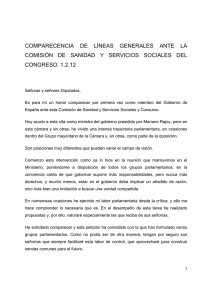 comparecencia de líneas generales ante la comisión de sanidad y