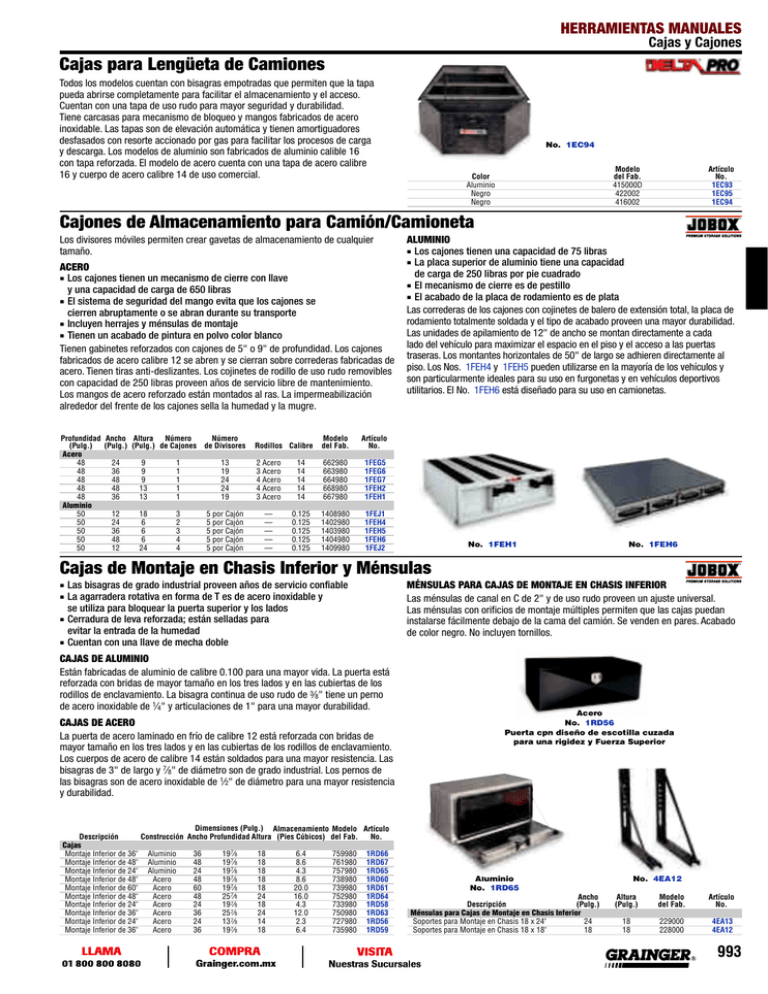 Cajas para lengüeta de Camiones Cajones de almacenamiento