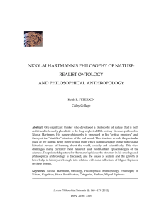 nicolai hartmann`s philosophy of nature: realist ontology and