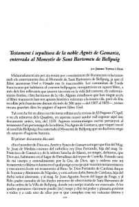Testament i sepultura de la noble Agnés de Gemarca