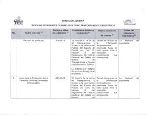 Indices de expedientes reservados. - Instituto Electoral del Estado