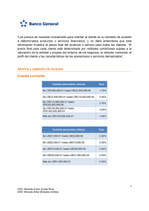 Tabla de tasas, comisiones y cargos Banca Consumo