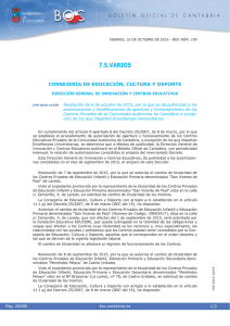 Resolución de 6 de octubre de 2015, por la que se da publicidad a