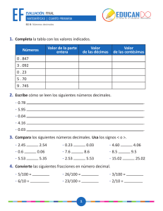 1. Completa la tabla con los valores indicados. Números