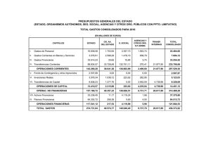 total gastos consolidados para 2016 presupuestos generales del