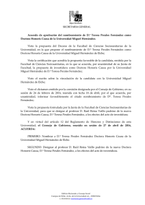 Acuerdo de aprobación del nombramiento de D.ª Teresa Perales