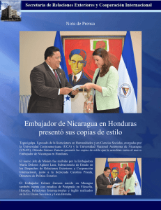 Embajador de Nicaragua en Honduras presentó sus copias de estilo