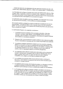 COMUN!CADO DE LOS PRESiDENTES DE BANCOS CENTRALES