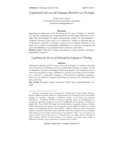 Legitimidad del uso del lenguaje filosófico en Teología Legitimacy