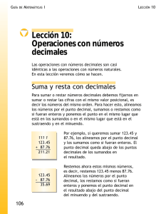 Lección 10: Operaciones con números decimales