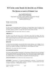 El Corán como fuente de derecho en el Islam