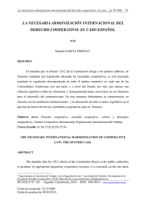 la necesaria armonización internacional del derecho cooperativo