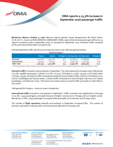 OMA`s September 2016 Total Passenger Traffic