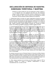 declaración de defensa de nuestra soberanía territorial y marítima