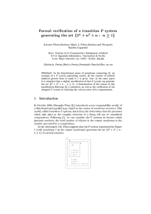 Formal verification of a transition P system generating the set {2^n+n