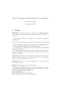 Clase 3: Teorema de Fundamental de la Aritmética