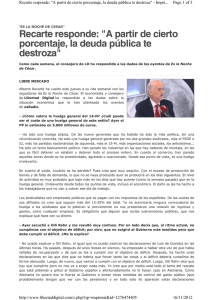 Recarte responde: "A partir de cierto porcentaje, la deuda pública te