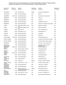 Transacciones de Acciones efectuadas por Accionistas