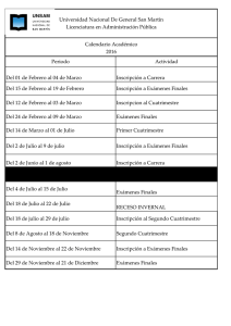 Periodo Actividad Del 01 de Febrero al 04 de Marzo Inscripción a